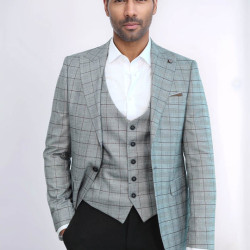 Set of Plaid Blazer and Vest - Chadrobe