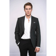 Textured Slim Fit Notch Lapel Anthracite Men Blazer - Chadrobe