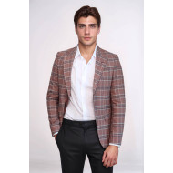 Checked Single Button Burgundy Men Blazer - Chadrobe