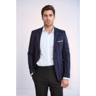 Striped Slim-Fit Burgundy Men Blazer - Chadrobe