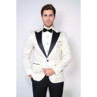 Root Pattern Peak Lapel White Men Dinner Jacket - Chadrobe