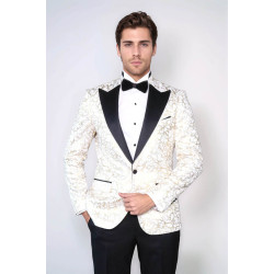 Root Pattern Peak Lapel White Men Dinner Jacket - Chadrobe