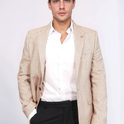 Patterned Slim-Fit Yellow Blazer - Chadrobe