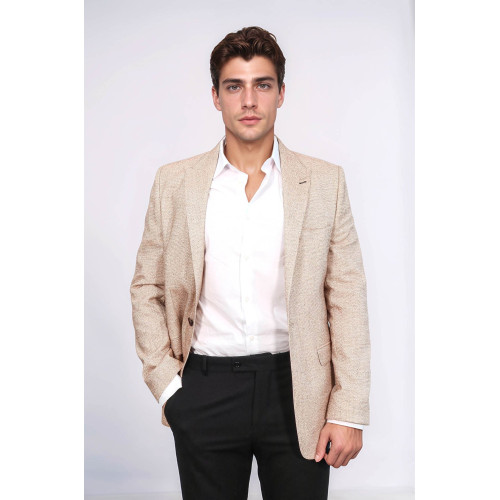 Patterned Slim-Fit Yellow Blazer - Chadrobe