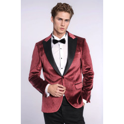Slim Fit Velvet Burgundy Men Sparkle Tuxedo Jacket - Chadrobe