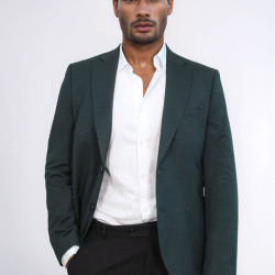 Textured Slim Fit Notch Lapel Green Men Blazer - Chadrobe