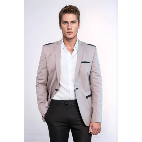 3 pocket Single Button Cotton Shoulder Stitched Light pink Jacket-Chadrobe