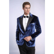Velvet Slim Fit Blue Men Tuxedo Jacket - Chadrobe