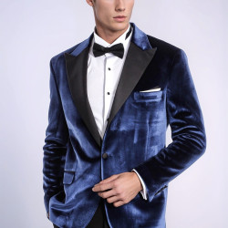 Velvet Slim Fit Blue Men Tuxedo Jacket - Chadrobe