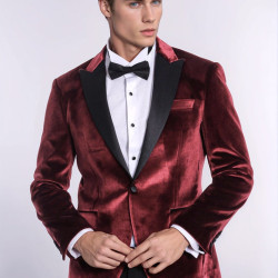 Velvet Slim Fit Burgundy Men Tuxedo Jacket - Chadrobe