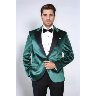 Sparkling Dotted Peak Lapel Men's Green Tuxedo Jacket - Chadrobe