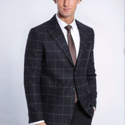 Plaid Wool Black Men Blazer - Chadrobe