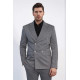 Anthracite Pinstriped Slim Fit Double-Breasted Blazer with Silver Metal Buttons – Chadrobe
