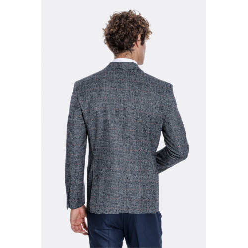 Checked Navy Blue Men Blazer - Chadrobe
