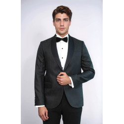 Pentagon Patterned Shawl Lapel Black Men Evening Jacket - Chadrobe