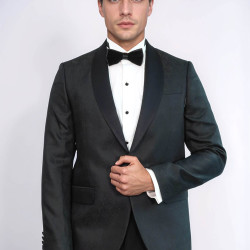 Pentagon Patterned Shawl Lapel Black Men Evening Jacket - Chadrobe