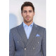 Navy Pinstriped Slim Fit Double-Breasted Blazer with Silver Metal Buttons – Chadrobe