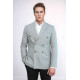 Double Breasted Slim Fit Striped Grey Men Blazer - Chadrobe