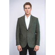 Houndstooth Pattern Wool Green Men Blazer - Chadrobe