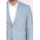 Light Blue Herringbone Pattern Gold Metal Button Slim Fit Men's Blazer Jacket - Chadrobe