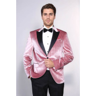 Slim Fit Peak Lapel Velvet Pink Men Tuxedo Jacket - Chadrobe