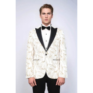 Glittery Slim Fit White Men Wedding Groom Tuxedo Jacket - Chadrobe