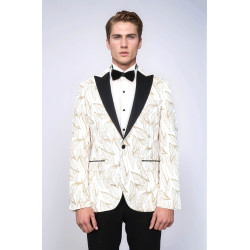 Glittery Slim Fit White Men Wedding Groom Tuxedo Jacket - Chadrobe