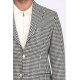 Black & Cream Houndstooth Pattern Gold Metal Button Slim Fit Men's Blazer Jacket - Chadrobe