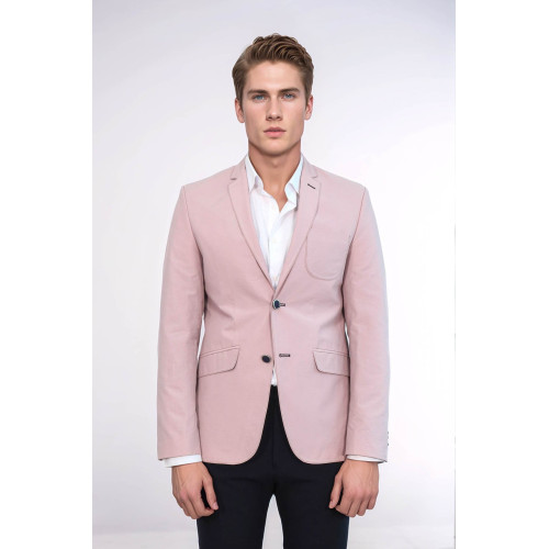 Patched Light Pink Blazer - Chadrobe