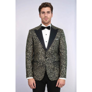 Feather Patterned Slim Fit Black Men Party Blazer - Chadrobe