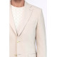 Beige Textured Gold Metal Button Slim Fit Men's Blazer Jacket - Chadrobe