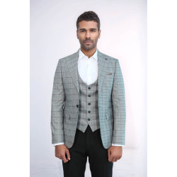 Set of Plaid Blazer and Vest - Chadrobe