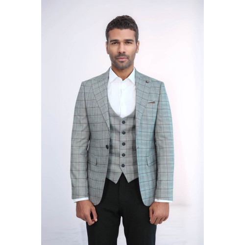 Set of Plaid Blazer and Vest - Chadrobe