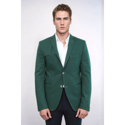 Double Buttons Shoulder Piece Mono Lapel Green Jacket-Chadrobe