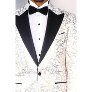 Root Pattern Peak Lapel White Men Dinner Jacket - Chadrobe