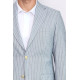 Light Blue Striped Linen Gold Metal Button Slim Fit Men's Blazer Jacket - Chadrobe