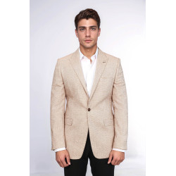 Patterned Slim-Fit Yellow Blazer - Chadrobe