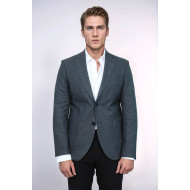 Textured Slim Fit Notch Lapel Grey Men Blazer - Chadrobe