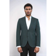 Textured Slim Fit Notch Lapel Green Men Blazer - Chadrobe