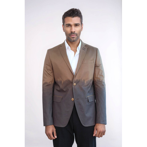 Slim Fit Cotton Brown Blazer - Chadrobe