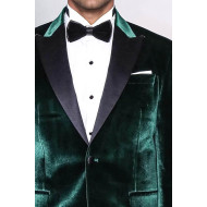 Slim Fit Peak Lapel Velvet Dark Green Men Tuxedo Jacket - Chadrobe