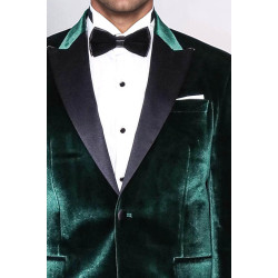 Slim Fit Peak Lapel Velvet Dark Green Men Tuxedo Jacket - Chadrobe