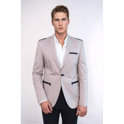 3 pocket Single Button Cotton Shoulder Stitched Light pink Jacket-Chadrobe