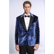 Velvet Slim Fit Blue Men Tuxedo Jacket - Chadrobe