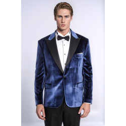 Velvet Slim Fit Blue Men Tuxedo Jacket - Chadrobe
