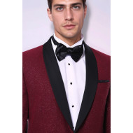Burgundy Shawl Lapel Sparkly Men Tuxedo Jacket - Chadrobe