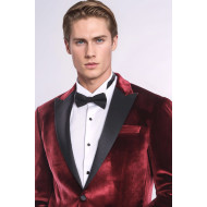 Velvet Slim Fit Burgundy Men Tuxedo Jacket - Chadrobe