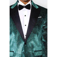 Sparkling Dotted Peak Lapel Men's Green Tuxedo Jacket - Chadrobe