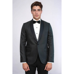Pentagon Patterned Shawl Lapel Black Men Evening Jacket - Chadrobe