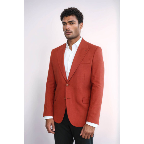 Plain Slim Fit Sport Burgundy Men Blazer - Chadrobe